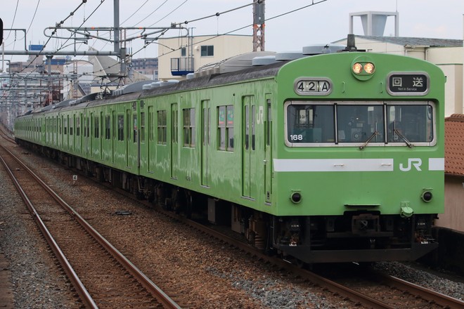 吹田総合車両所奈良支所103系NS401編成を桃谷駅で撮影した写真