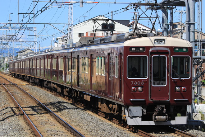 正雀車庫7300系7303Fを西山天王山駅で撮影した写真