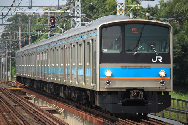 吹田総合車両所日根野支所205系HI602編成を浅香駅で撮影した写真