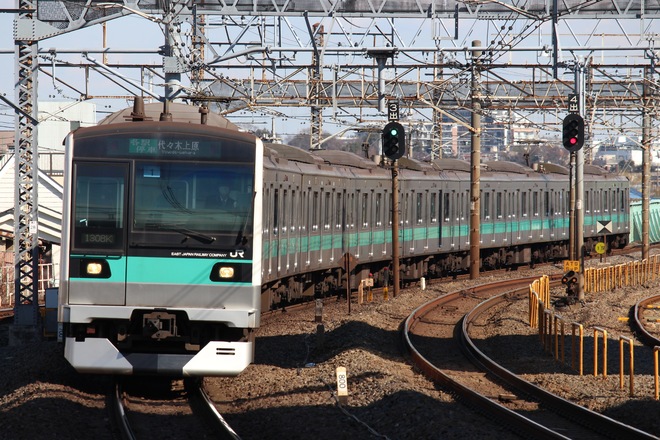 松戸車両センターE233系マト1編成を金町駅で撮影した写真