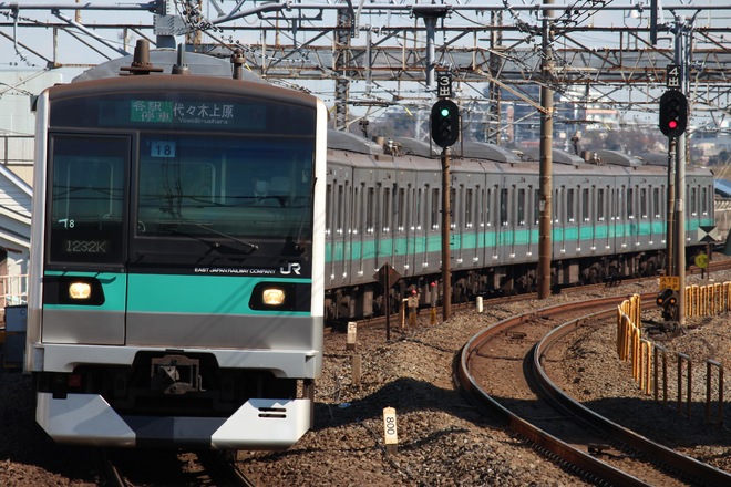 松戸車両センターE233系マト18編成を金町駅で撮影した写真