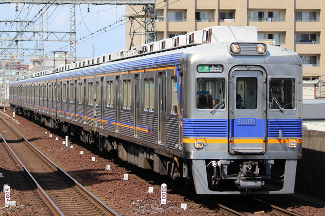 小原田検車区6300系6123Fを天下茶屋駅で撮影した写真