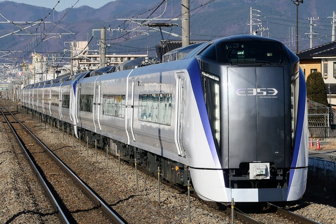松本車両センターE353系S202+S102編成を平田駅で撮影した写真