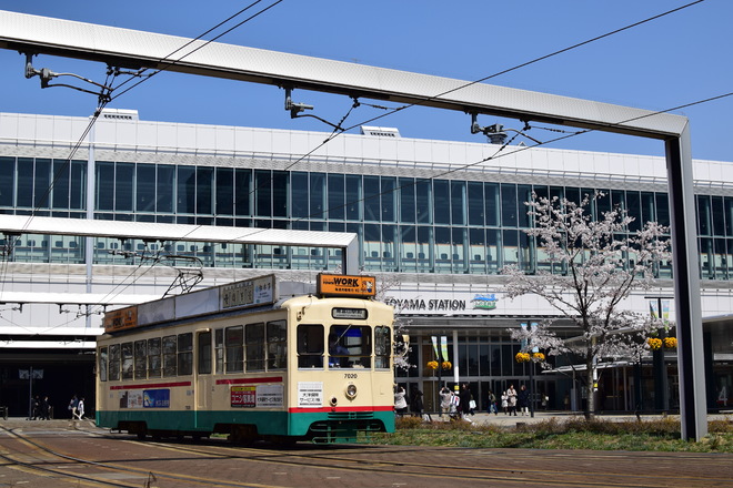 デ7000形7020号を富山駅～電鉄富山駅・エスタ前間で撮影した写真