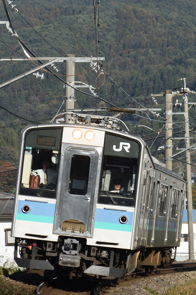 松本車両センターE127系A12編成を下諏訪～岡谷間で撮影した写真