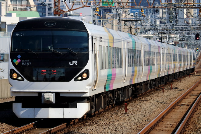 松本車両センターE257系M-101編成を阿佐ヶ谷駅で撮影した写真