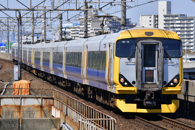 幕張車両センターE257系マリNB-19編成を舞浜駅で撮影した写真