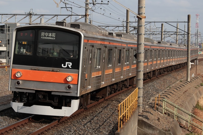 京葉車両センター205系ケヨM4編成を吉川駅で撮影した写真
