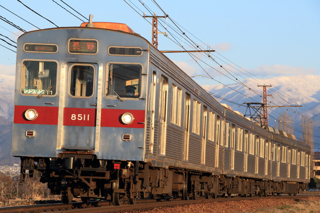 須坂車両工場8500系T1編成を附属中学前～朝陽間で撮影した写真