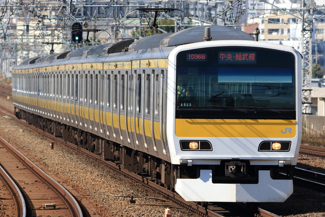 三鷹車両センターE231系ミツA533編成を西荻窪駅で撮影した写真
