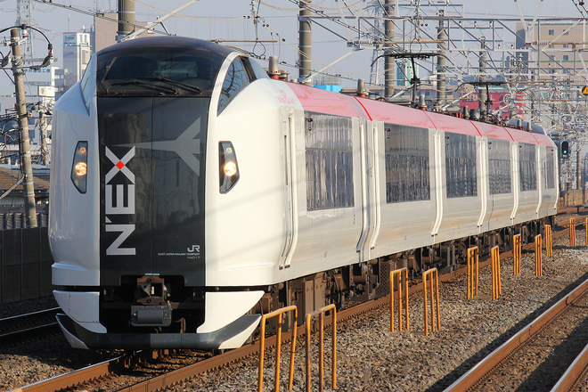 E259系クラNe017編成を下総中山駅で撮影した写真