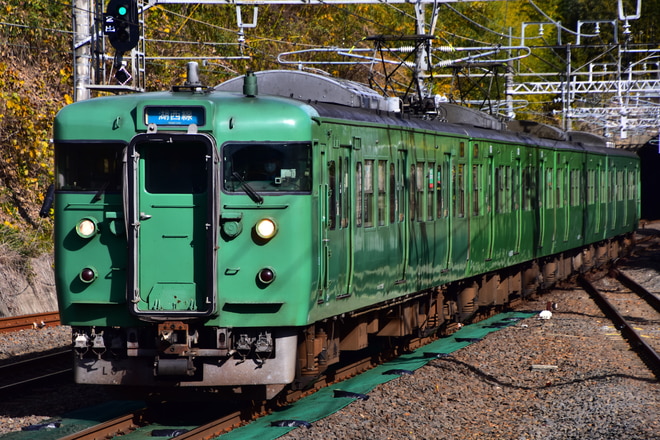 吹田総合車両所京都支所113系L7編成をおごと温泉駅で撮影した写真