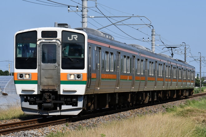 高崎車両センター211系タカA33編成を伊勢崎～駒形間で撮影した写真