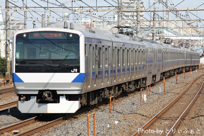 勝田車両センターE531系カツK421編成を馬橋駅で撮影した写真