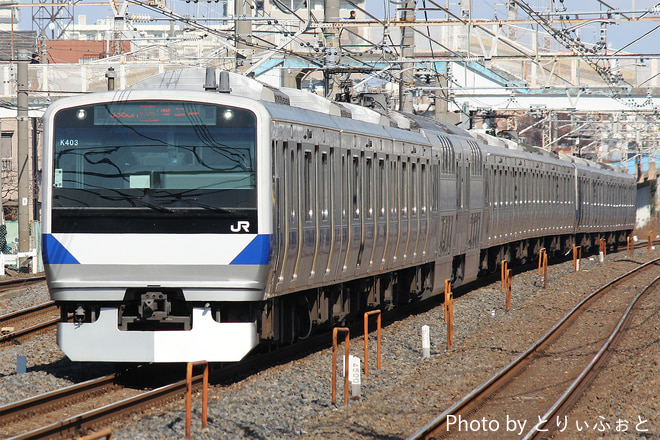 勝田車両センターE531系カツK403編成を馬橋駅で撮影した写真