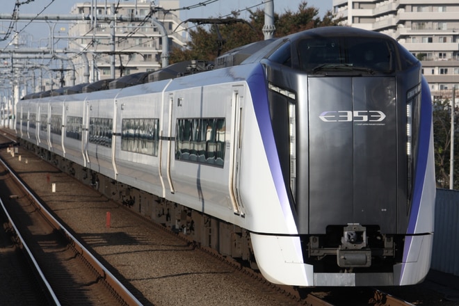 松本車両センターE353系S110編成を武蔵境駅で撮影した写真