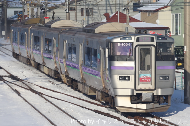 函館運輸所本所733系B1004編成を五稜郭～函館間で撮影した写真
