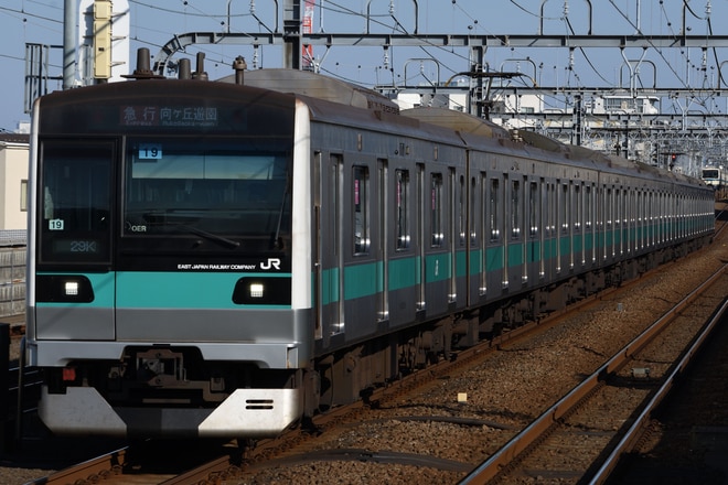 松戸車両センターE233系マト19編成を祖師ケ谷大蔵駅で撮影した写真