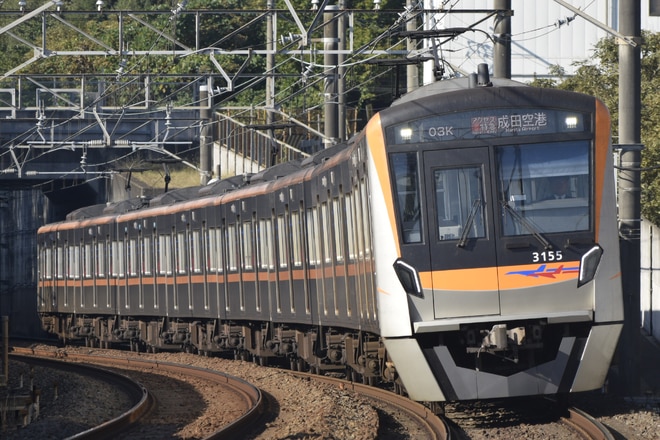 宗吾車両基地3100形3155編成を松飛台駅で撮影した写真