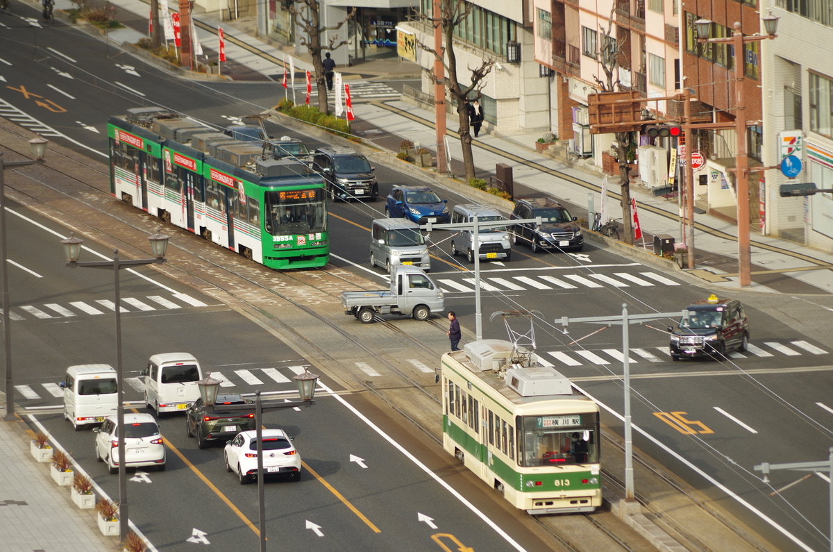 広島電鉄 荒手車庫 3950形 3955