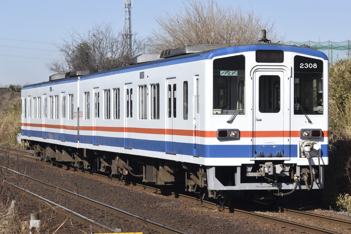 関東鉄道 水海道車両基地 キハ2300形 キハ2307+キハ2308