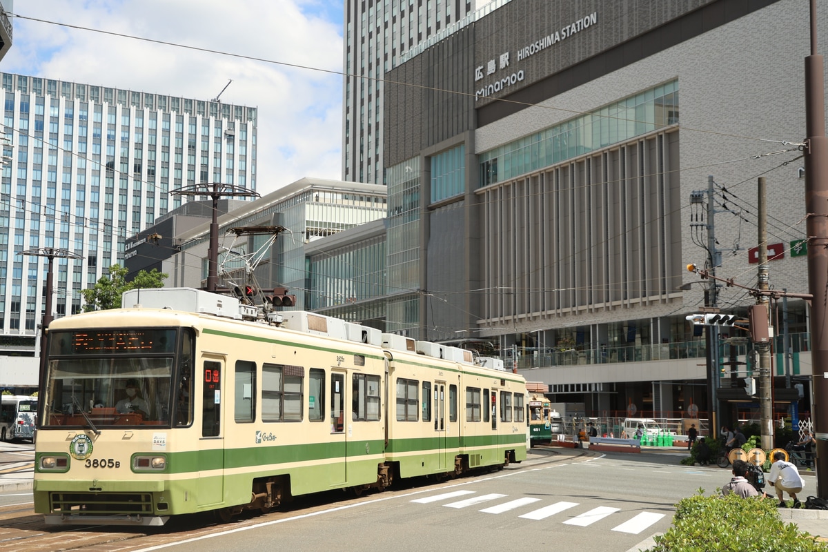 広島電鉄 荒手車庫 3800形 3805