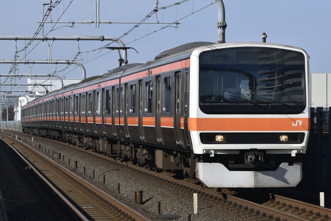 京葉車両センター209系ケヨMU77編成を越谷レイクタウン駅で撮影した写真