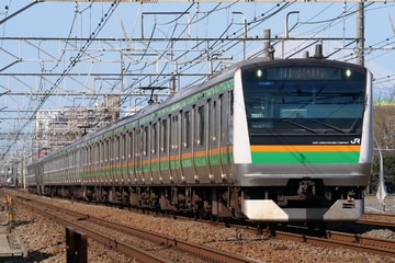 JR東日本E233系ヤマU231編成を藤沢～辻堂間で撮影した画像