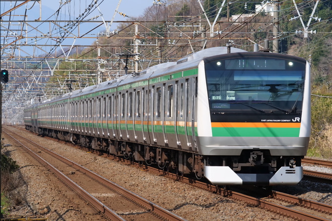 国府津車両センターE233系コツE-73編成を大磯～二宮間で撮影した写真