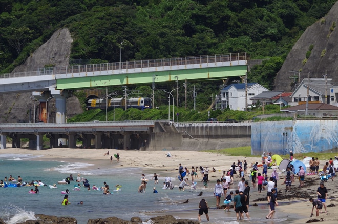 幕張車両センター255系マリBe-03編成を鵜原～勝浦間で撮影した写真